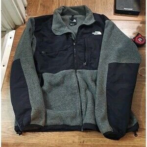 VTG Y2K The North Face Mens Large Denali Fleece Jacket Grey Black Polartec
